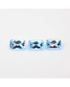 3pcs AAA Quality Natural Blue Swiss Topaz Radiant Shape Faceted Cut Loose Certified Gemstone Untreated pieces Ready for Jewelry Setting 25 Ct 14X10X7 mm