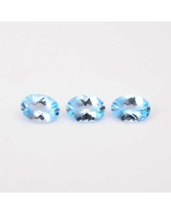 3pcs AAA Quality Natural Blue Swiss Topaz Oval Shape Faceted Cut Loose Certified Gemstone Untreated pieces Ready for Jewelry Setting 18.5 Ct 14X10X7 mm