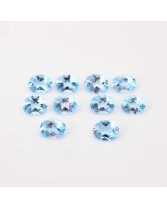 10pcs AAA Quality Natural Blue Swiss Topaz Oval Shape Faceted Cut Loose Certified Gemstone Untreated pieces Ready for Jewelry Setting 30.5 Ct.10X8X5 mm