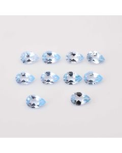 10 pcs AAA Quality Natural Blue Swiss Topaz Pear Shape Faceted Cut Loose Certified Gemstone Untreated pieces Ready for Jewelry Setting 15.5 Ct 9X6X4 mm