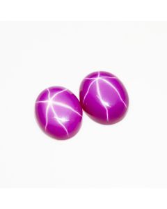 1 Pair Lab Created Ruby Star Oval Shape  Pink Linde Ruby Star Gemstone  For Making Earrings 12.5 Ct 12X10X4 mm