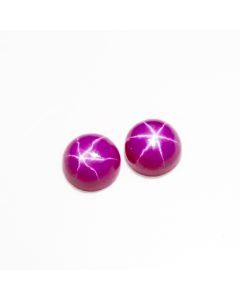 1Pair Lab Created Ruby Star Round Pink Linde Ruby Star Gemstone For Making Earrings 3 Ct 6X6X4 mm