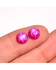 4 CT Lab Crated Ruby Star 1 Pair Round Pink Linde Ruby Star Loose Gemstone For Making Earrings 4 Ct 7X7X3 mm