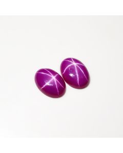 1Pair Lab Created Pink Star Ruby Oval Shape Cabochon Loose Gemstone For Making Earrings  11.5 Ct 14X10X4 mm