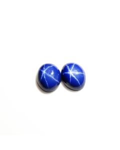 1Pair Lab Created Blue lindy Star Sapphire Oval Shape Cabochon Loose Gemstone For Making Earrings 5 Ct 9X7X3 mm