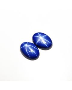 1Pair Lab Created Blue lindy Star Sapphire Oval Cabochon Loose Gemstone For Making Earrings 11.5 Ct 14X10X3 mm