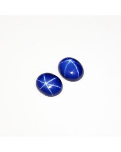 1Pair Lab Crated Blue lindy Star Sapphire Oval Shape Cabochon Loose Gemstone For Making Earrings 8.5 Ct 11X9X3 mm