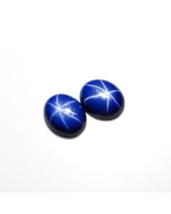 1Pair Lab Created Blue lindy Star Sapphire Oval Shape Cabochon Loose Gemstone For Making Earrings 10.5 Ct 12X10X4 mm