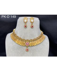 Buy Designer Choker Wedding Wear Pure Gold Brass Necklace Jewelry Set