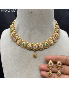 Buy Gold Plated Choker Kundan Jewelry Fancy Woman Wear Weddings Necklace Set