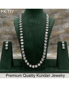 Premium Quality Jewelry Oxidised Plated Kundan Stone Choker Necklace Set With Earrings