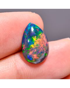 Incredible A One Quality 100% Natural Multi Fire Black Ethiopian Opal Pear Shape Cabochon Gemstone For Making Jewelry 3 Ct. 14X10X5 mm 