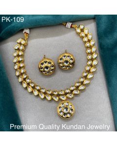 Premium Quality Gold Plated Kundan Jewelry Necklace Set For Women With Earrings 