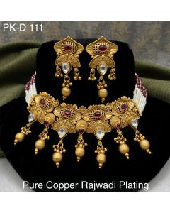 Premium Quality Pure Copper Rajwadi Plated Choker set For Womens 