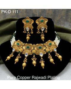 Premium Quality Pure Copper Rajwadi Plated Choker set For Womens 