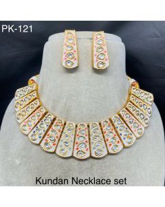 Premium Quality jewelery Brass Kundan Choker Necklace Set For Women With Earrings 