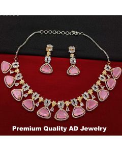 Premium Quality AD Jewelry necklace set Rose Quartz stone Indian Women Necklace Set.