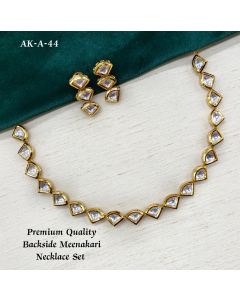 Premium Quality Meenakari Gold Plated Kundan Jewelry Necklace Set For Women With Earrings 