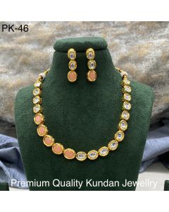 Premium Quality Gold Plated Kundan Jewelry Necklace Set For Women With Earrings 