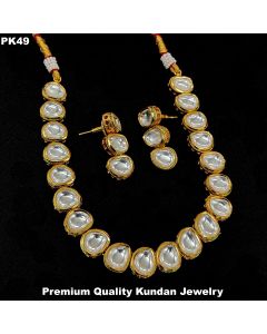 Premium Quality Gold Plated Kundan Jewelry Necklace Set For Women With Earrings 