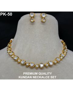 Premium Quality Gold Plated Kundan Jewelry Necklace Set For Women With Earrings 