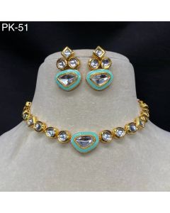 Buy Fashion Meenakari Gold Plated Polki Necklace Set Wedding Wear Jewelry 