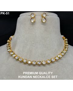 Premium Quality Gold Plated Kundan Jewelry Necklace Set For Women With Earrings 