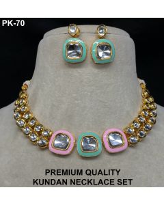 Buy Kundan Meenakari Gold Plated Polki Necklace Set Wedding Wear Jewelry 