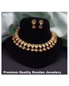 Premium Quality Gold Plated Kundan Jewelry Necklace Set For Women With Earrings 