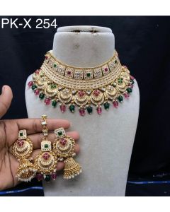 Buy Beautiful Choker Set Bollywood Bridal Necklace Pure Brass Indian Jewelry Set