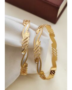 2 Piece Best Quality Golden Finish Work Pure Brass Fancy Bangle Woman Jewelry Stylish Bangles Design Bangles 