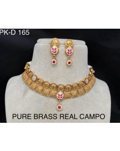 Antique Choker Buy Pure Brass Real Campo Necklace South Indian Woman Jewelry Set