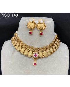 Buy Designer Choker Wedding Wear Pure Gold Brass Necklace Jewelry Set