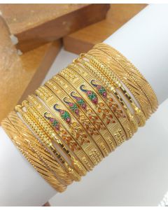 Shining Diva Fashion Set of 12 Latest Traditional Stylish Gold Plated Bangles For Women 