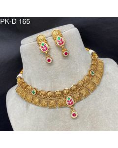 Designer Buy Choker Pure Brass Real Campo Necklace South Indian Woman Jewelry Set