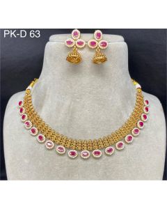 Buy Gold Plated Brass Choker necklace set With earrings For Womens Featuring Pearls