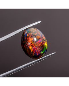 Classic Top Grade Quality 100% Natural Multi Fire Black Ethiopian Opal Oval Shape Cabochon Loose Gemstone For Making Jewelry 14X11X7mm 5.2 Ct 