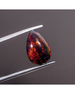 Excellent Top Grade Quality 100% Natural Multi Fire Black Ethiopian Opal Pear Shape Cabochon Gemstone For Making Jewelry 15X10X5 mm 3.75 Ct. 