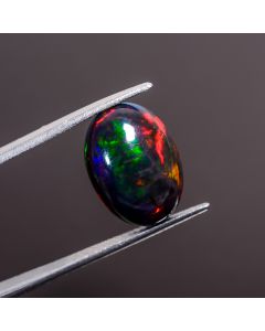 Exclusive Top Grade Quality 100% Natural Multi Fire Black Ethiopian Opal Oval Shape Cabochon Gemstone For Making Jewelry 16X11X5 mm 4.55 Ct. 