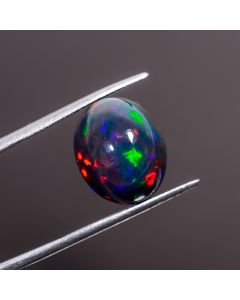 Fabulous Top Grade Quality 100% Natural Multi Fire Black Ethiopian Opal Oval Shape Cabochon Gemstone For Making Jewelry 14X12X9 mm 7.85 Ct. 