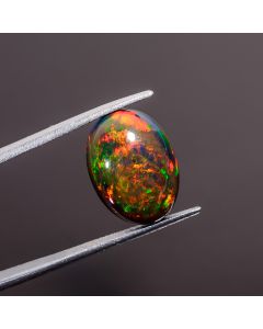 Fantastic Top Grade Quality 100% Natural Multi Fire Black Ethiopian Opal Oval Shape Cabochon Gemstone For Making Jewelry 16X12X7 mm 6.65 Ct. 