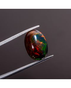 Gorgeous Top Grade Quality 100% Natural Multi Fire Black Ethiopian Opal Oval Shape Cabochon Loose Gemstone For Making Jewelry 15X10X6mm 5 Ct 