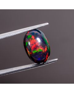 Marvellous Top Grade Quality 100% Natural Multi Fire Black Ethiopian Opal Oval Shape Cabochon Gemstone For Making Jewelry 14X10X7 mm 5 Ct. 