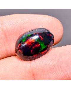 100% Natural Black Ethiopian Multi Fire Opal Oval Shape Cabochon Gemstone For Making Jewelry 15X11X7 mm 5.8 Ct