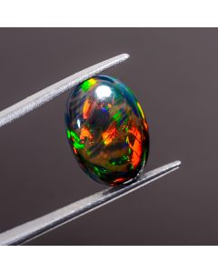 Black Ethiopian Multi Fire Opal Oval Shape Cabochon Gemstone For Making Jewelry 16X11X6 mm 5.55 Ct 100% Natural Black Opal Smooth Loose Gemstone 