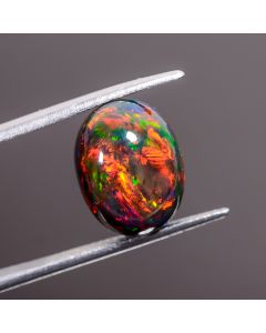 Black Ethiopian Multi Fire Opal Round Shape Cabochon Gemstone For Making Jewelry 13X10X7mm 5.45 Ct 100% Natural Black Opal Smooth Loose Gemstone 