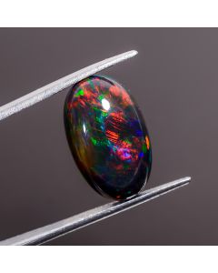 AAA Quality Black Ethiopian Multi Fire Opal Oval Shape Cabochon Gemstone For Making Jewelry 18X11X7 mm 7.85 Ct 100% Natural Black Opal Smooth Loose Gemstone 