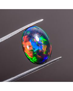 AAA Quality Black Ethiopian Multi Fire Opal Oval Shape Cabochon Gemstone For Making Jewelry 15X11X6 mm 6.35 Ct 100% Natural Black Opal Smooth Loose Gemstone 