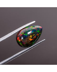 AAA Quality Black Ethiopian Multi Fire Opal Pear Shape Cabochon Gemstone For Making Jewelry 15X10X7 mm 5.2 Ct 100% Natural Black Opal Smooth Loose Gemstone 