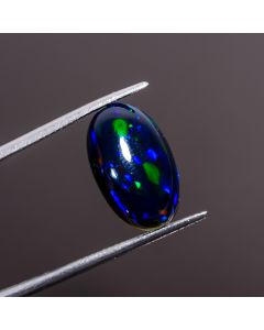 Exclusive Top Grade Quality 100% Natural Multi Fire Black Ethiopian Opal Oval Shape Cabochon Gemstone For Making Jewelry 16X10X6 mm 4.7 Ct. 